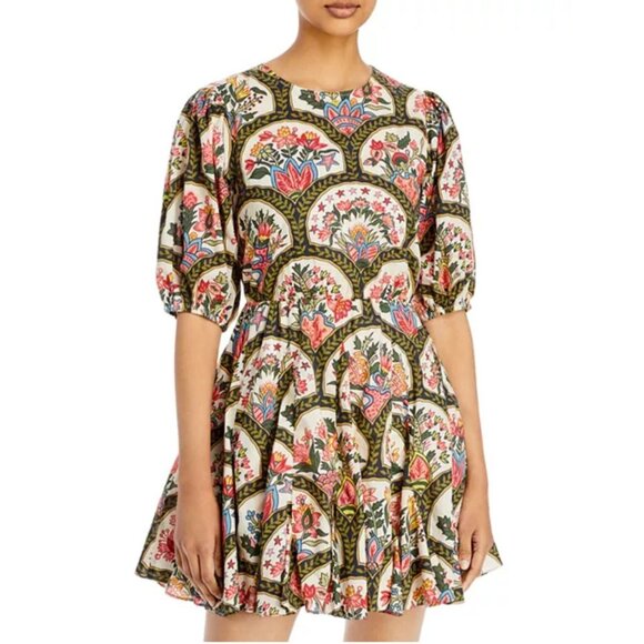 NWT Rhode Molly Lace Up Back Mini Dress in Mushroom Print Small - Picture 1 of 10